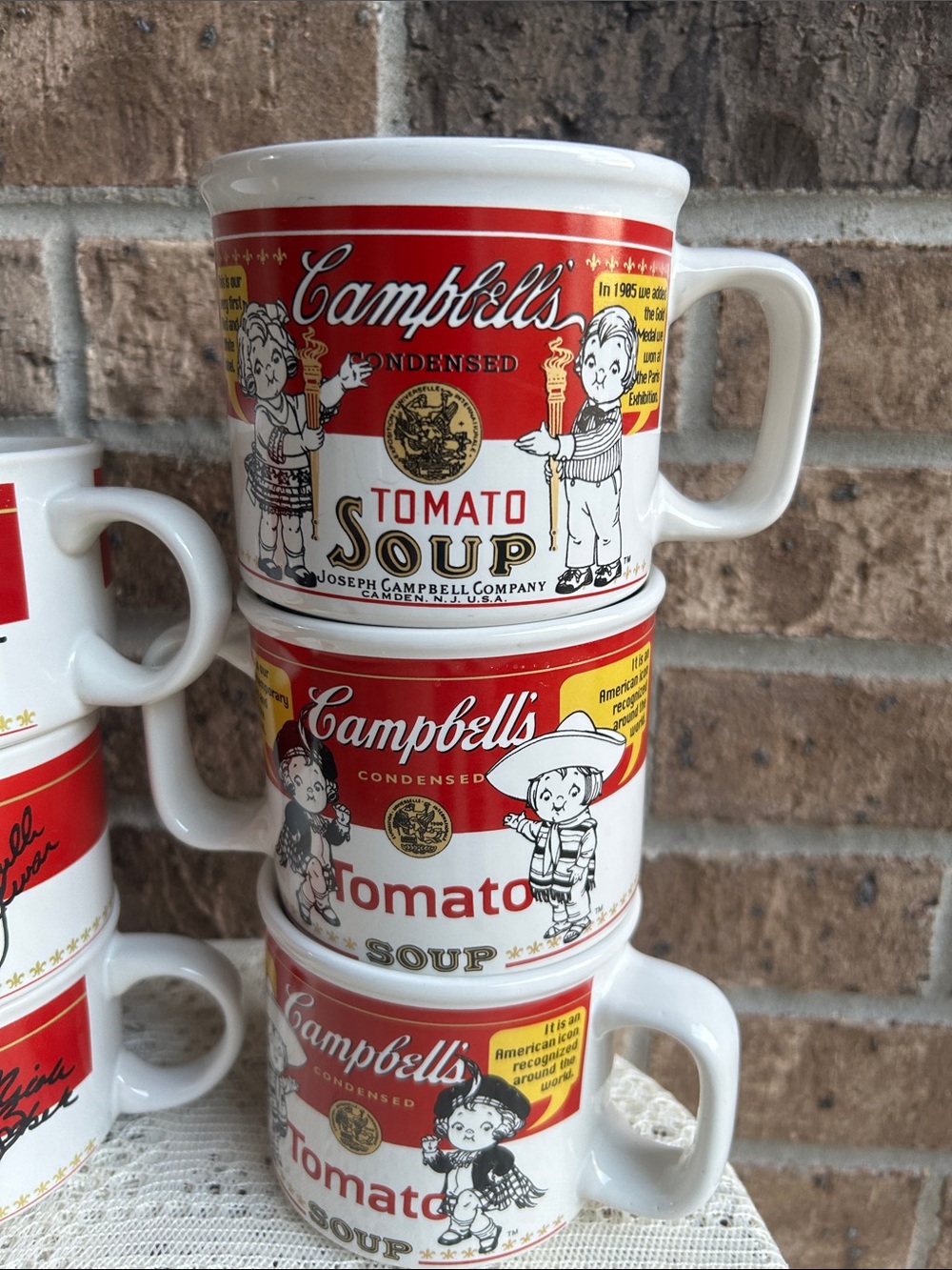 Campbell's Red & White  Soup Stackable Mugs Lot Set of 6 with 2 styles 98 and 99 - Picture 4 of 10